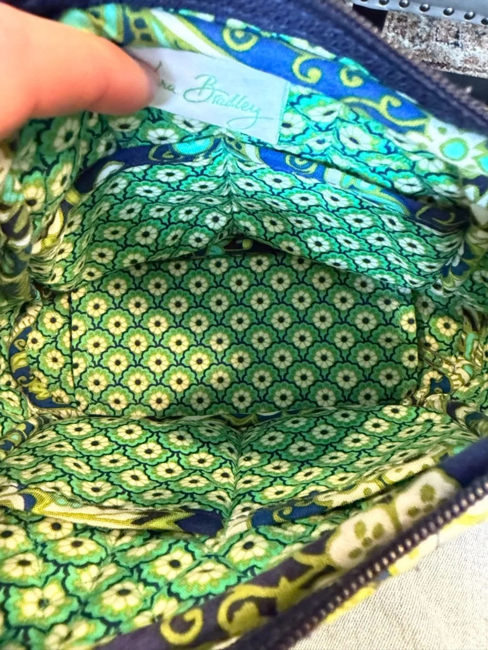 Vera Bradley Boho 2010s Retired Floral Shoulder Bag Blue/Green VGUC